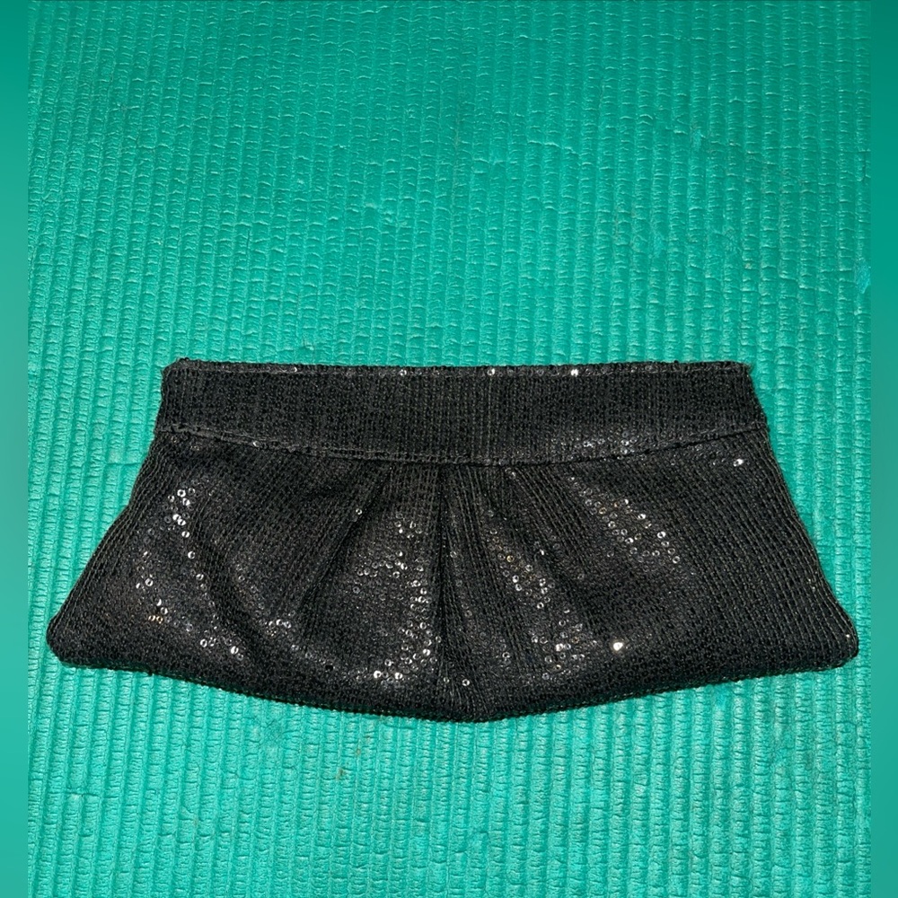 Lauren Merkin Women's Magnetic Closure Clutch Handbag Black Glitter